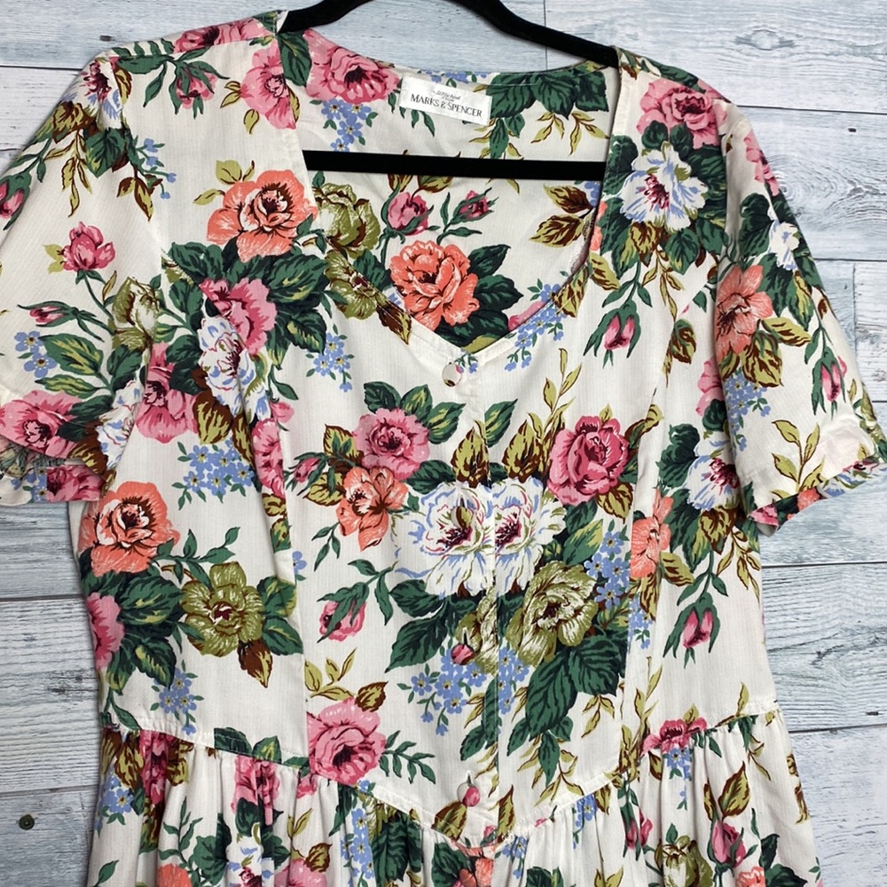 St Michael For Marks & Spencer Vintage Floral Dress Size 14 - Picture 2 of 10
